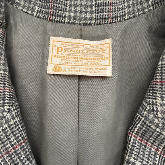 VTG Pendleton Blazer 100% Virgin Wool Womens 12 Academic Career Plaid Coat USA - Picture 5 of 10